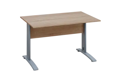 EPK 18 - 12 stůl kancelářský, kovová podnož stříbrná, deska 18 mm, široký 1200 mm, dub bardolino